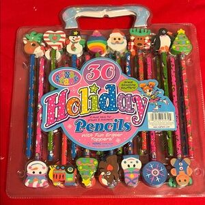 Lisa Frank Holiday Pencils with Colorful Eraser Toppers